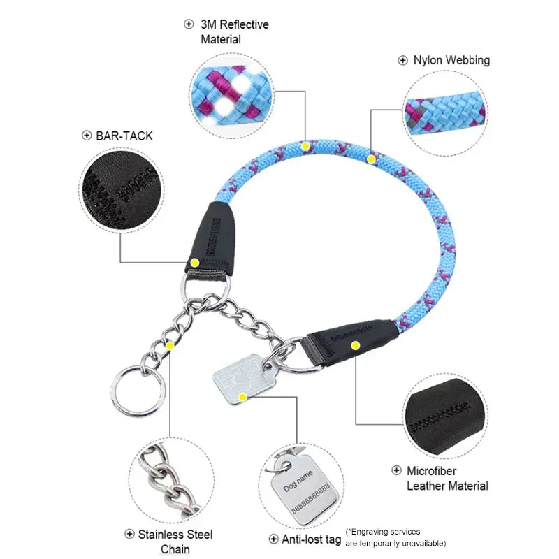 Truelove P-Chain Reflective Nylon Dog Collar TLC5373 Peaceful Pleasures Health and Wellness