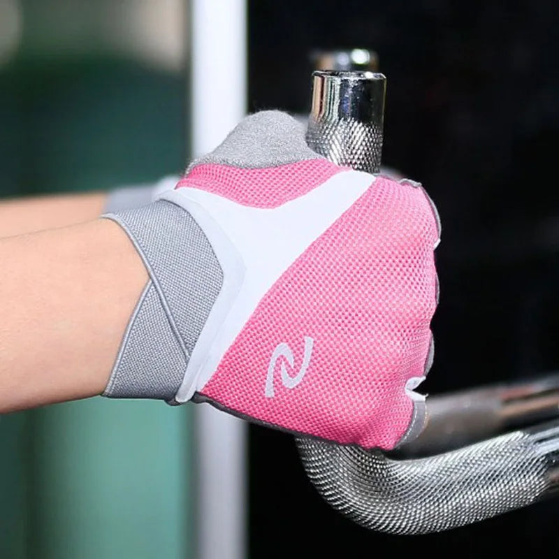 Anti-slip Half Finger Gym Gloves for Men Women, Breathable Fitness Gloves for Cycling Climbing Training Fishing Sports Peaceful Pleasures Health and Wellness Pink L