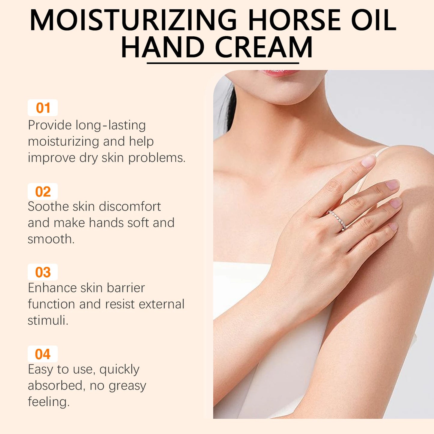 Horse Oil Hand Cream – Anti-Crack, Moisturizing & Brightening
