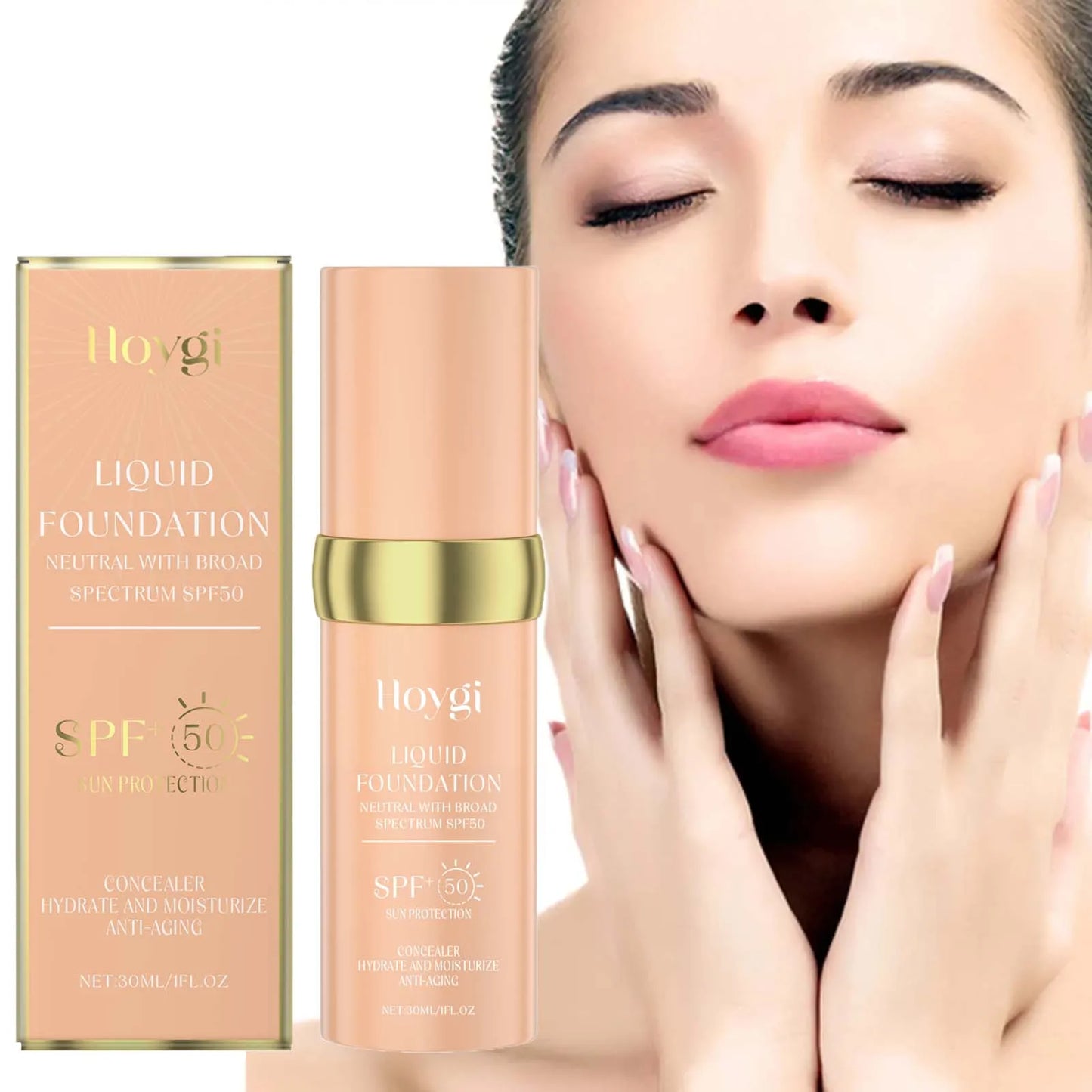 Hoygi SPF 50 Liquid Foundation – Full Coverage, Temperature-Adaptive
