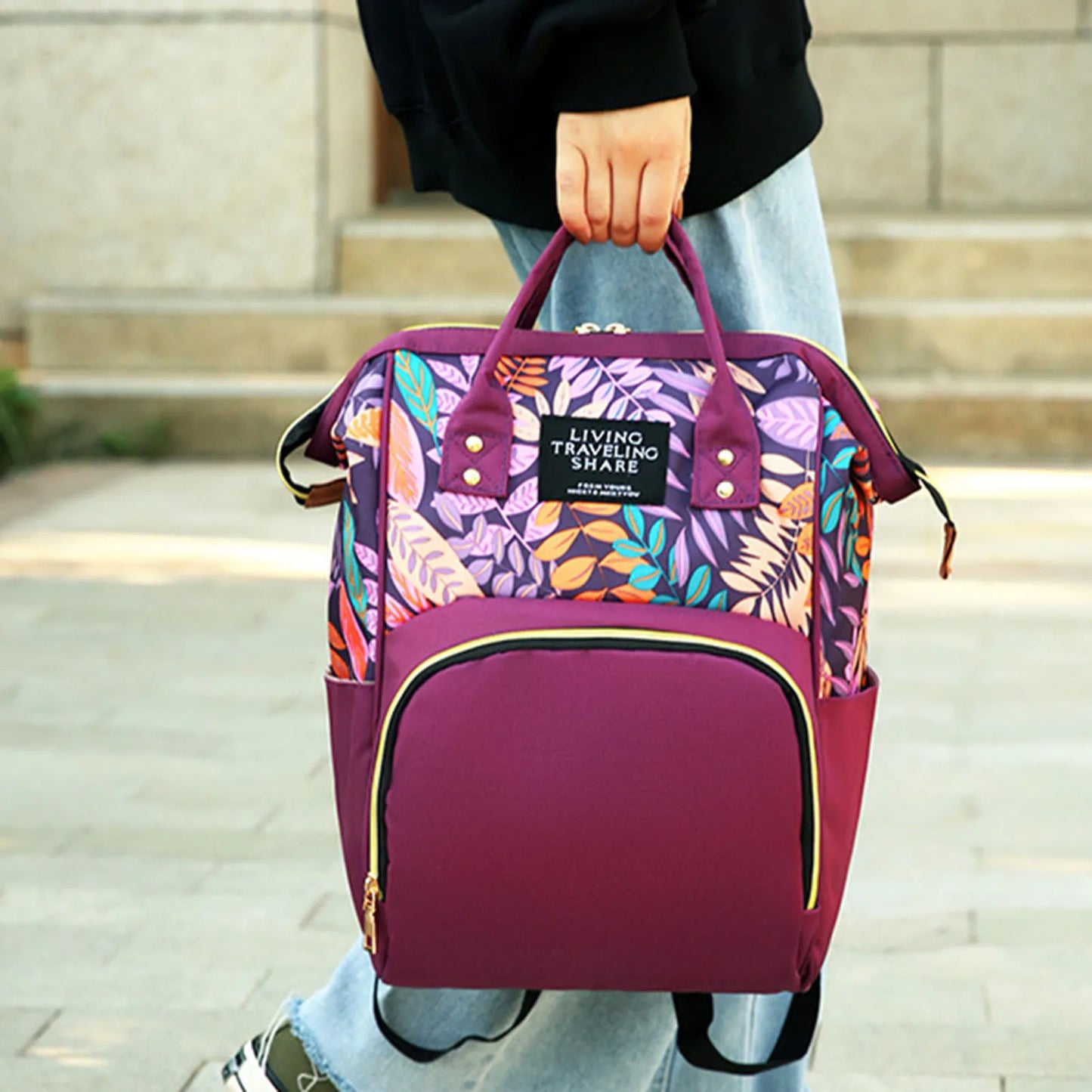 Maternity Travel Bag for Baby Essential Large Capacity Backpack with Anti-theft Back Pocket for Mothers Day Gifts Peaceful Pleasures Health and Wellness