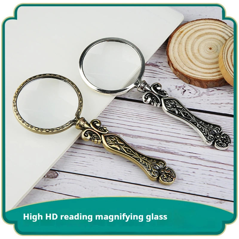 Vintage Metal Handle Reading Magnifying Glass, Portable Handheld Magnifying Glass Peaceful Pleasures Health and Wellness