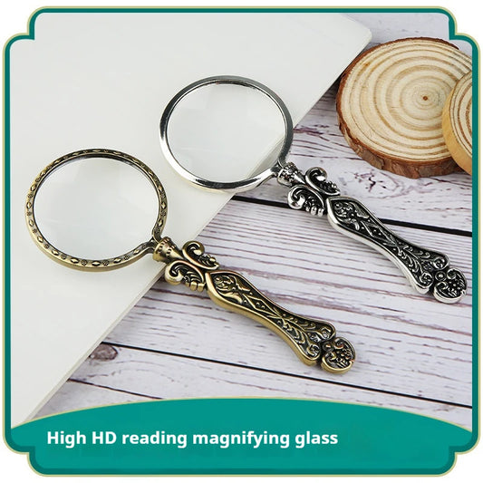 Vintage Metal Handle Reading Magnifying Glass, Portable Handheld Magnifying Glass Peaceful Pleasures Health and Wellness