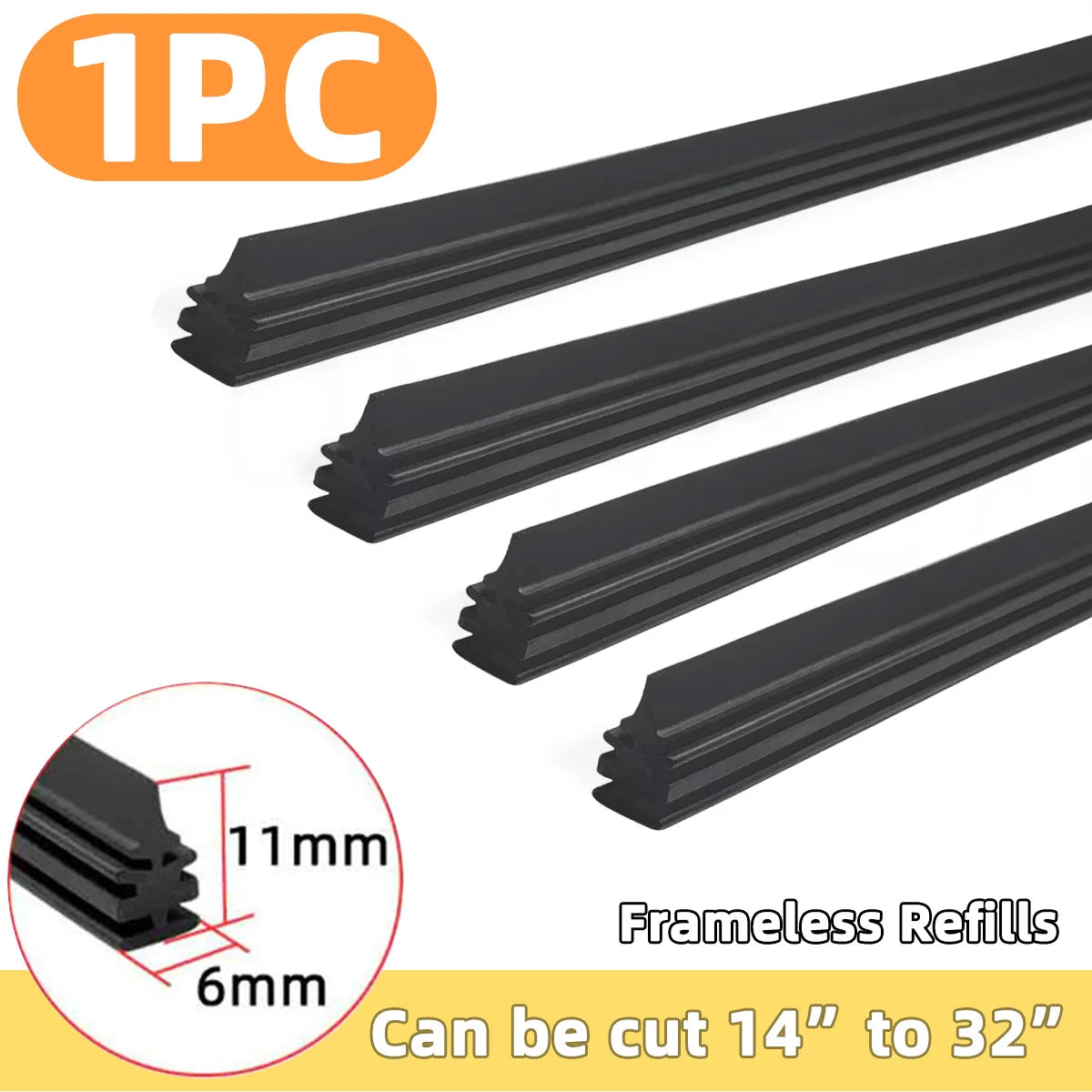Universal Boneless Wiper Rubber Refill Strip 14" to 32" Peaceful Pleasures Health and Wellness