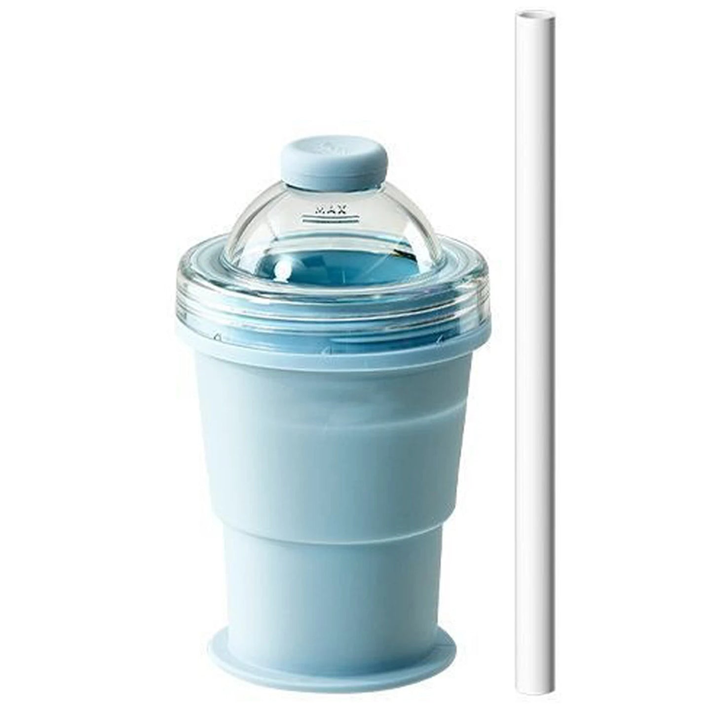 2 In 1 Collapsible Silicone Ice Ball Maker Cup Foldable Ice Ball Drink Cup Easy To Clean Dishwasher Safe For Home Travel Peaceful Pleasures Health and Wellness Blue As Shown