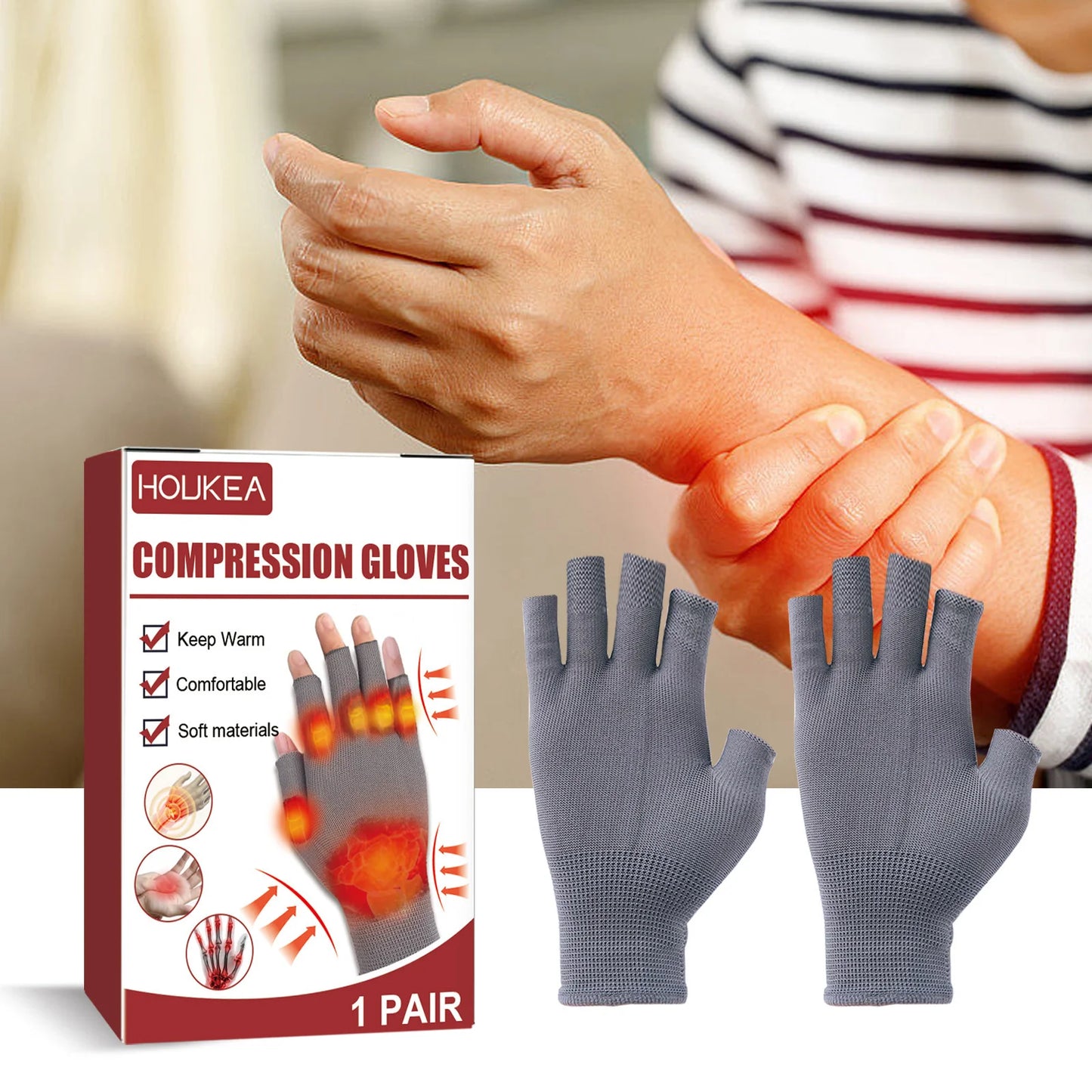 Half Finger Arthritis Compression Gloves | Joint Pain Relief