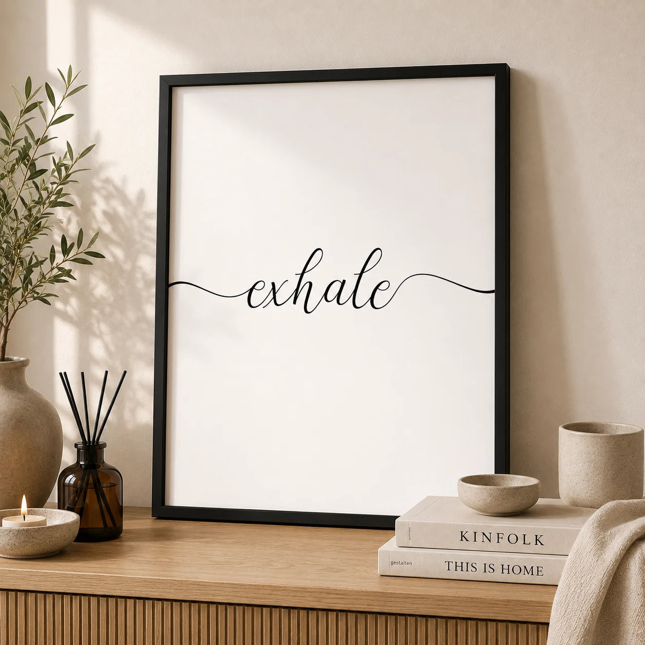Inhale Inspirational Canvas Wall Art | Minimalist Yoga Decor Canvas Wall Art Peaceful Pleasures Health and Wellness