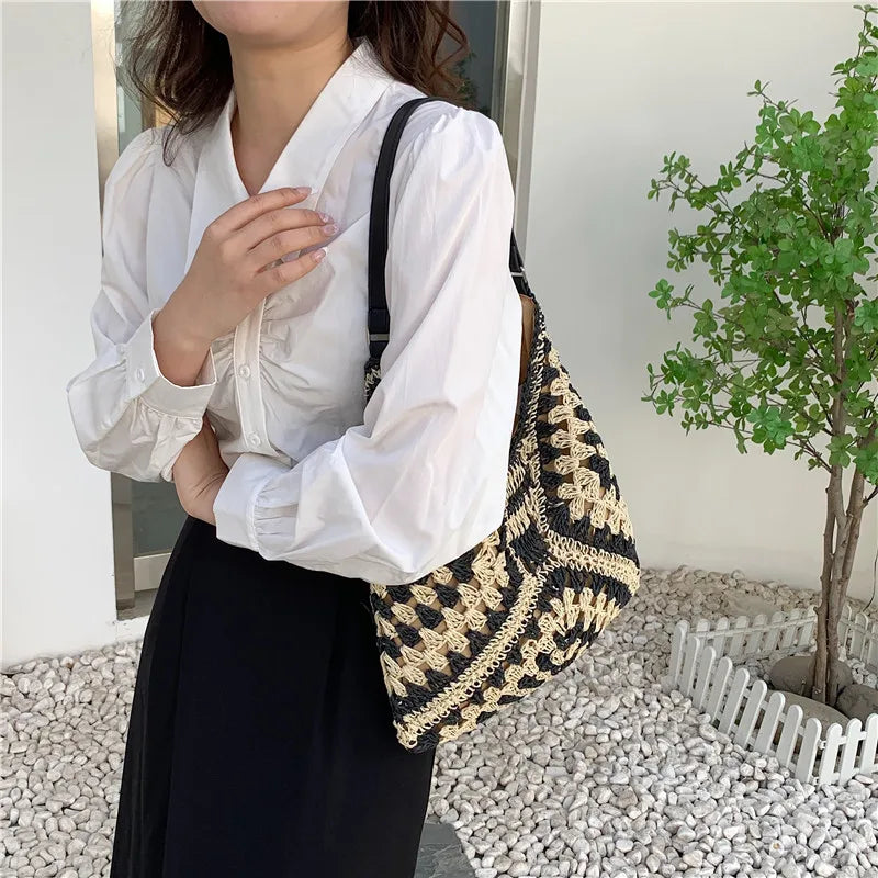 Woven Net Shoulder Bag – Beach Tote Handbag for Women & Girls Peaceful Pleasures Health and Wellness