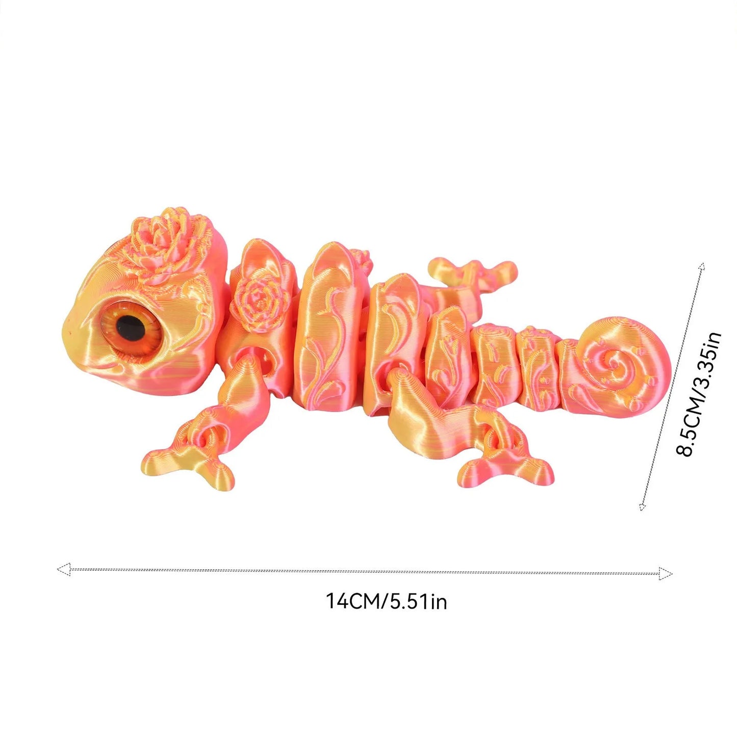 3D Printed Chameleon Figure – Movable Joints & Realistic Eyes