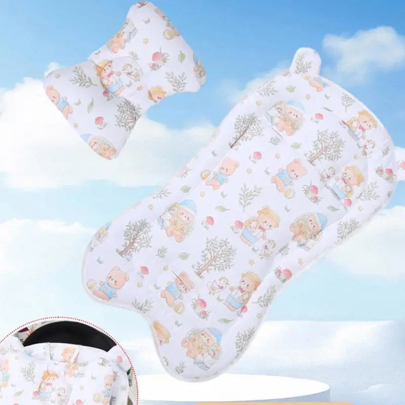 Baby Stroller Cushion Pad with Detachable Pillow – Breathable Cotton
