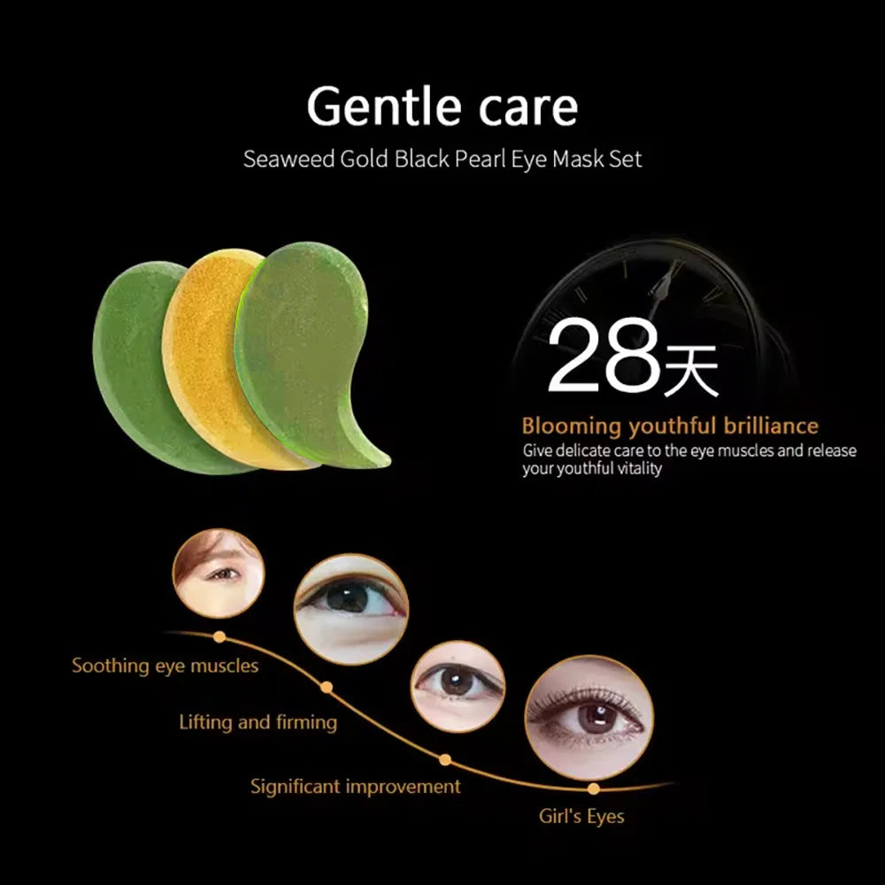 60pcs Gold Crystal Collagen Eye Mask Beauty Moisturizing Firming Anti Dark Circles Eyes Bags Removal Eyes Care Eye Patches Peaceful Pleasures Health and Wellness
