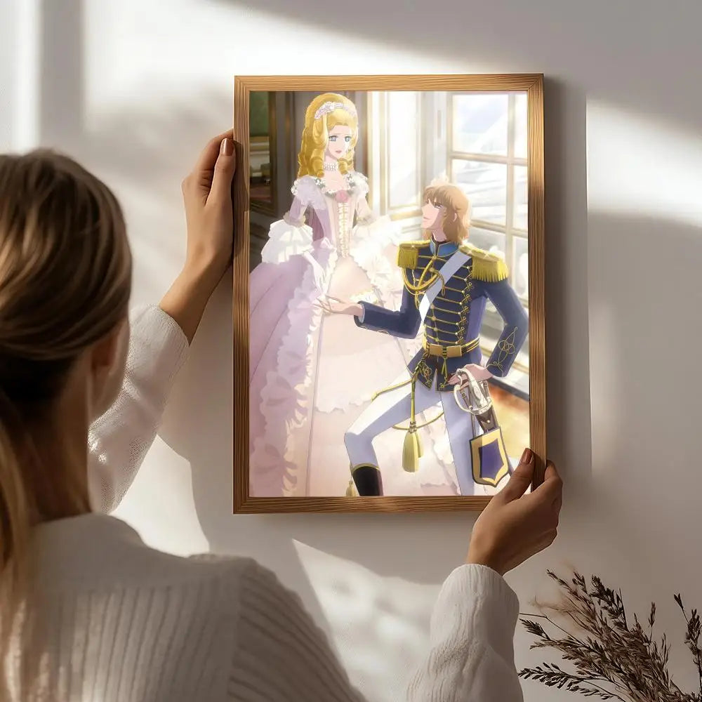 Anime T-The Rose of Versailles Poster HD Self Adhesive Waterproof Wall Art Ideal for Home Office Dorm Bedroom Great Gift Peaceful Pleasures Health and Wellness White1 15X20cmNoframe