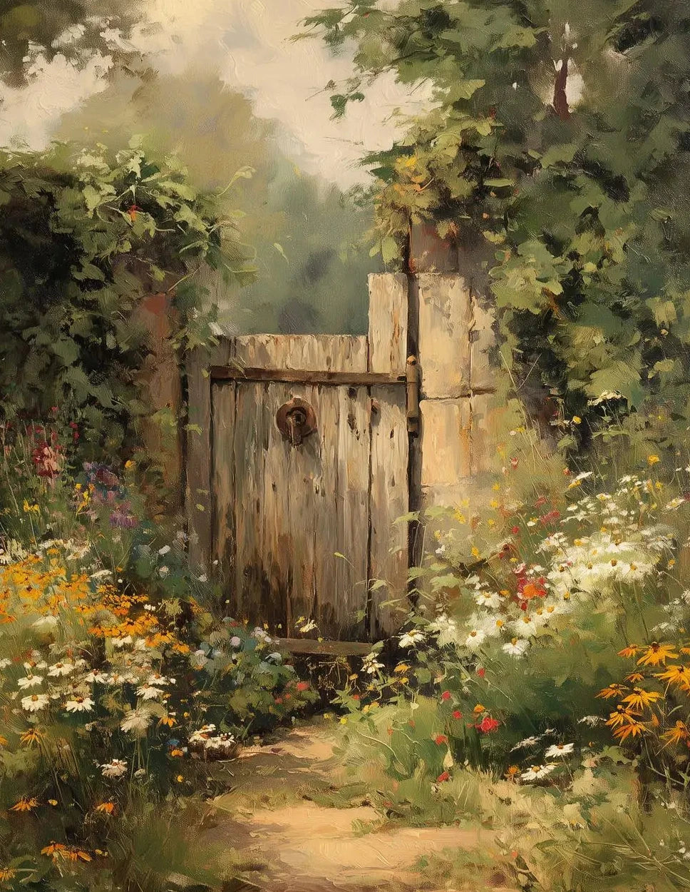 Retro Wildflower Farmhouse Canvas Wall Art | Unframed Print