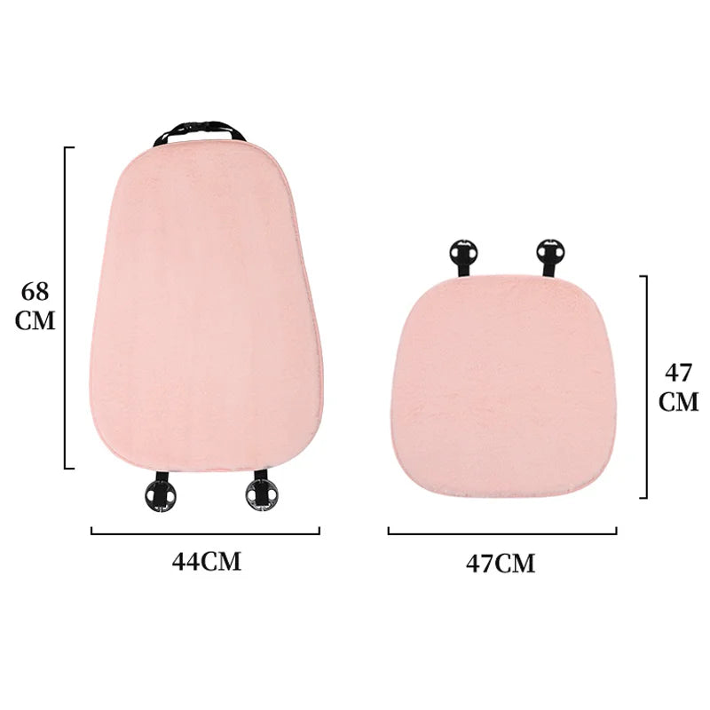 Cute Pink Plush Car Seat Cushion | Soft Winter Warm Car Pad