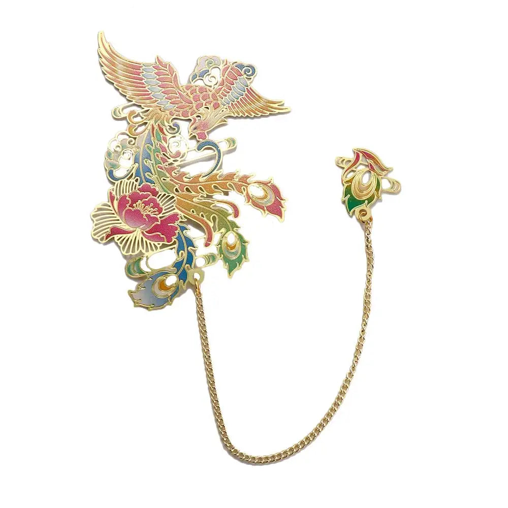 Office Page Clip Brass Animal Shape for Teachers Retro Book Clip Chinese Style Bookmark Hollow Book Mark Metal Bookmark Peaceful Pleasures Health and Wellness Phoenix