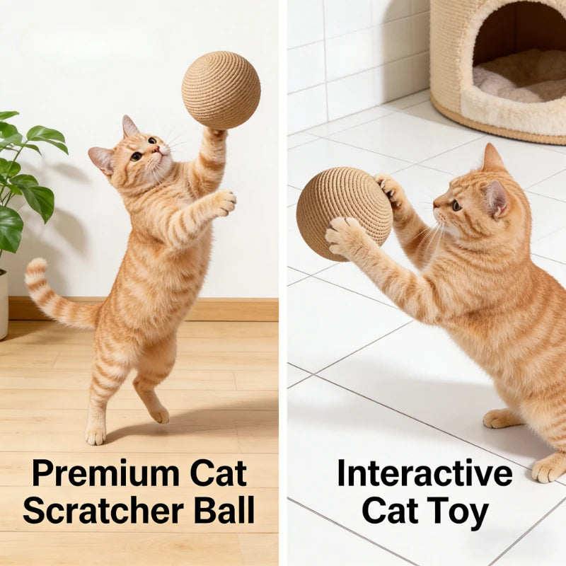 Sisal Cat Ball Toy – Interactive Scratching Balls for Kittens Cat Sisal Toy Ball Peaceful Pleasures Health and Wellness