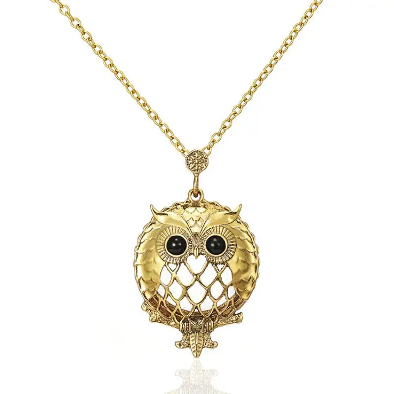 Owl Necklace Retro Hollow Magnifying Glass Long Sweater Chain Glass Pendant Female Peaceful Pleasures Health and Wellness Default Title