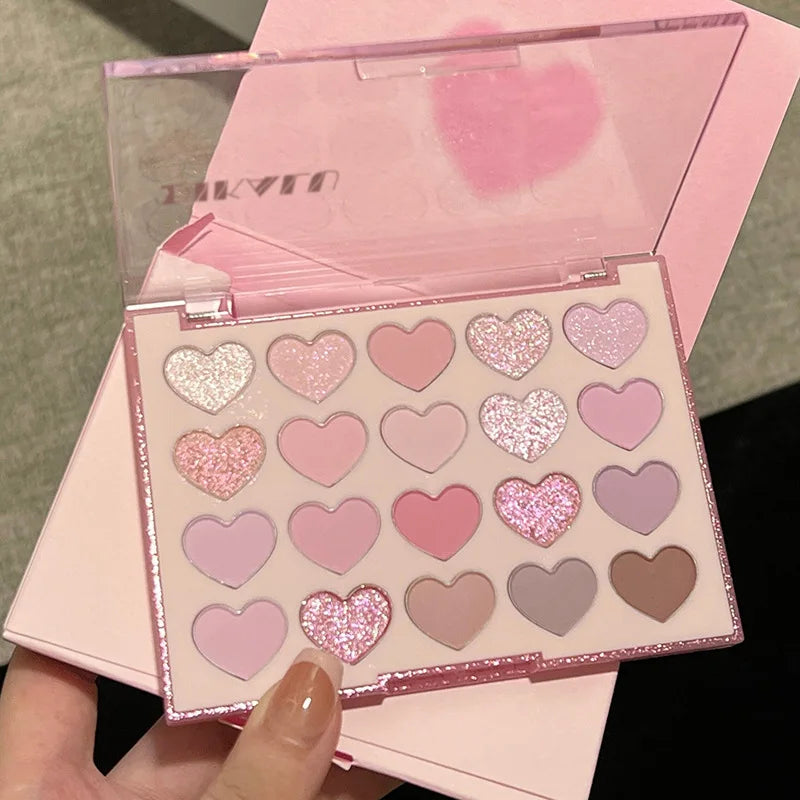 DIKALU 20-Color Heart Eyeshadow Palette – Glitter & Shimmer