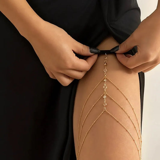 Crystal Tassel Thigh Chain | Women's Multilayer Body Jewelry Body Jewelry Peaceful Pleasures Health and Wellness