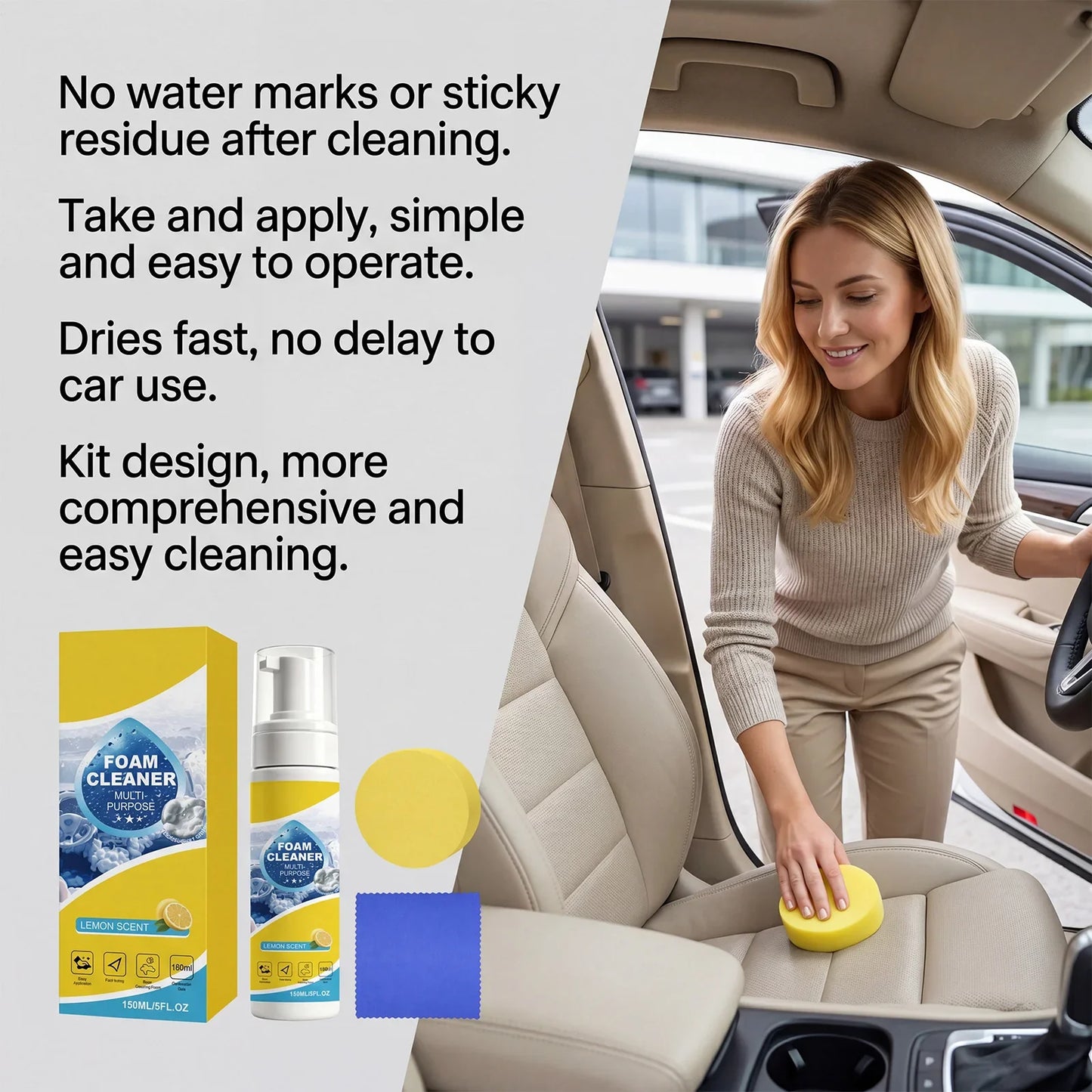 Multi-Purpose Foam Cleaner – No Scrub Deep Stain Removal 150ml
