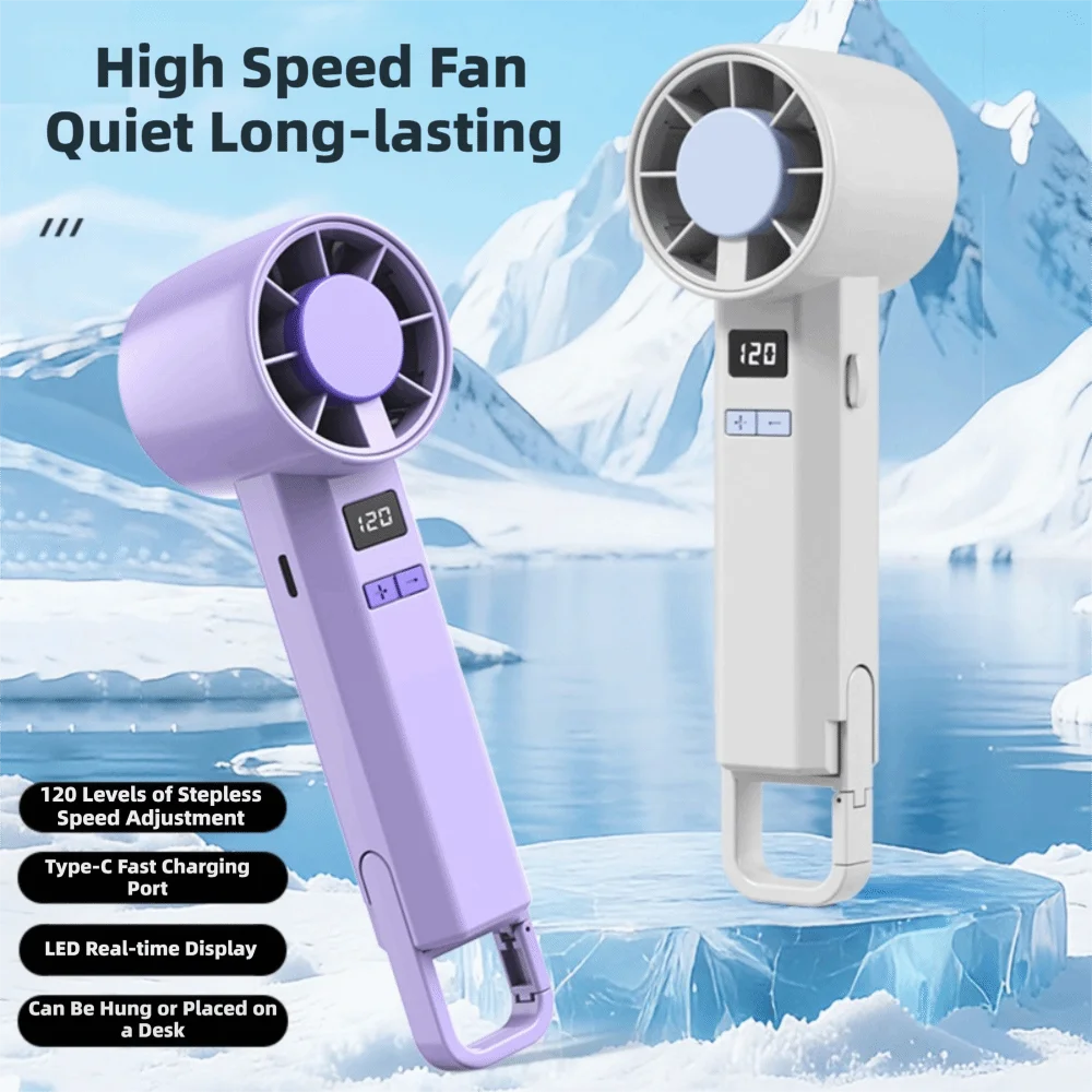 Portable USB Mini Electric Hand Fan with Digital Display