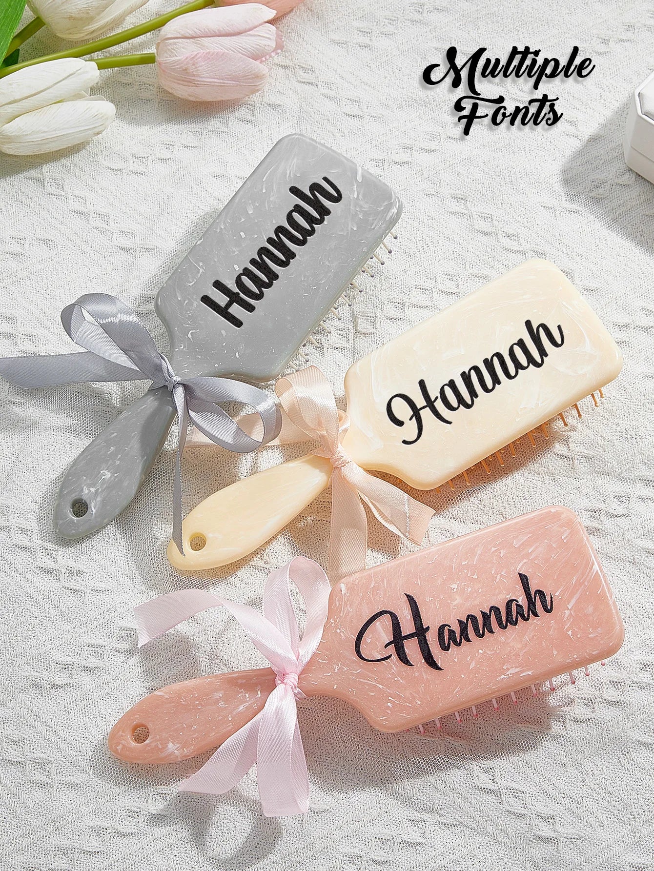 Custom Name Hairbrush Personalized Engraved Detangling Air Cushion Comb Bridesmaid Birthday Gift for Women Girls Pink Peaceful Pleasures Health and Wellness Multicolor Yellow