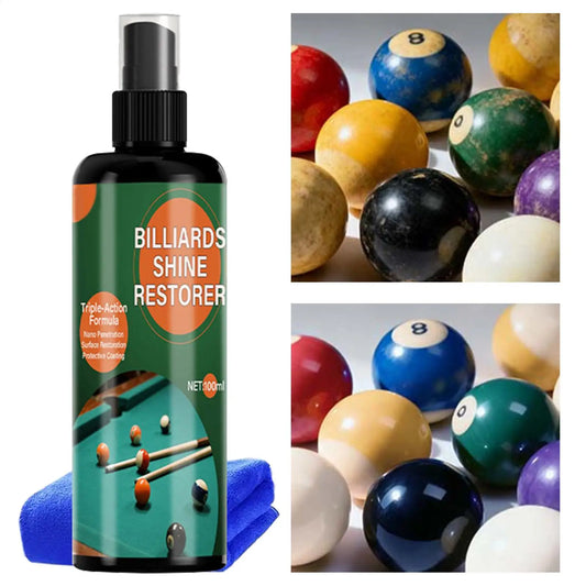 Professional Billiard Ball Cleaner Kit 100ml Scratch Renewal Spray & Microfiber Towel For Cleans, Polishes, Home & Club Use Peaceful Pleasures Health and Wellness