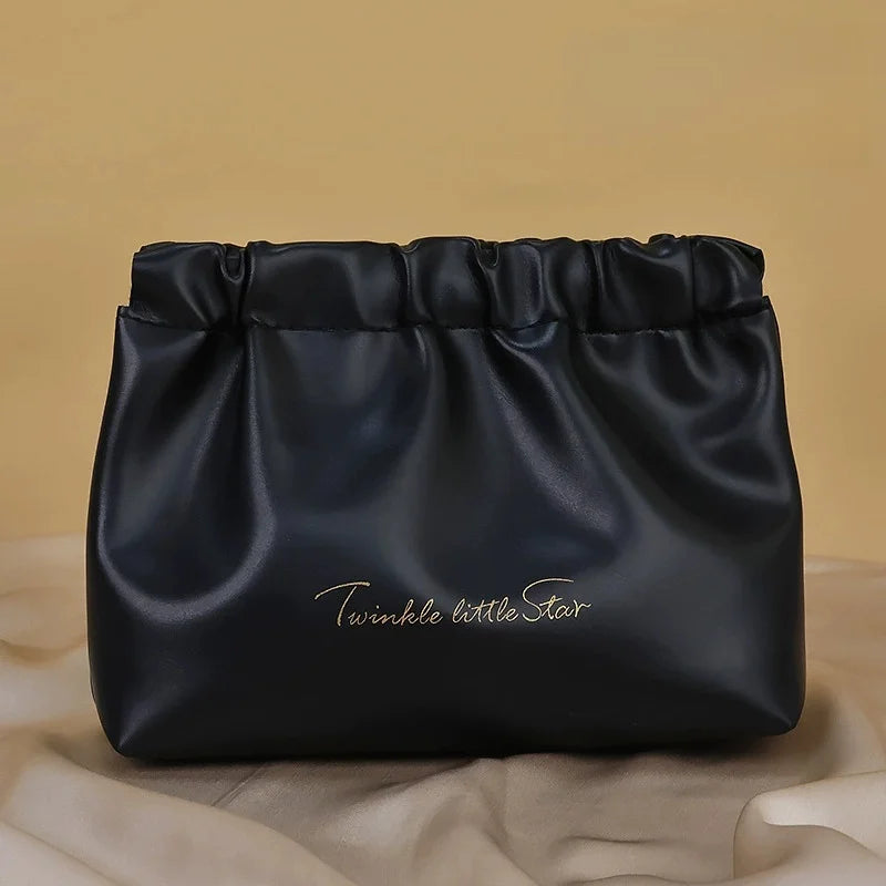 Vegan Leather Travel Makeup Bag | PU Cosmetic Pouch Women