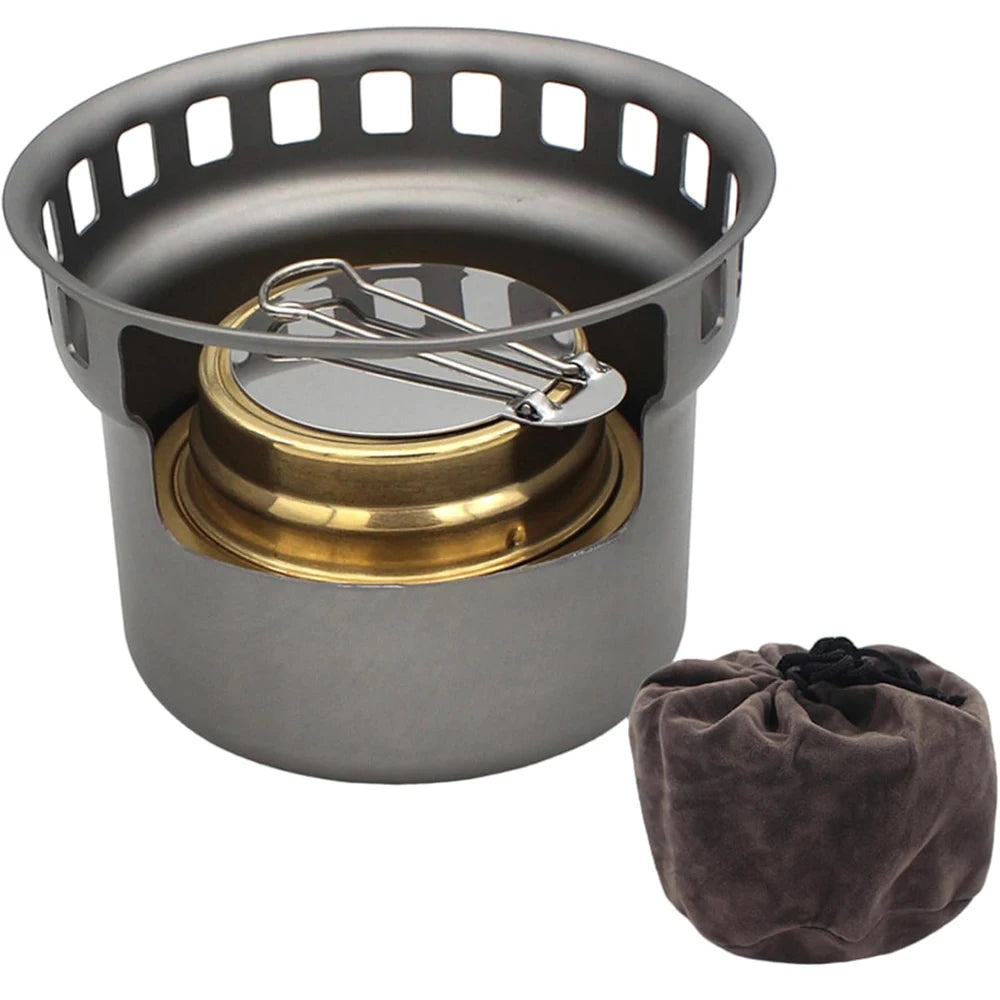 2 In 1 Titanium Alcohol Stove, Portable Lightweight Tiny Brass Stove ﻿ Camping Cookware for Picnic BBQ Hiking Outdoo Peaceful Pleasures Health and Wellness