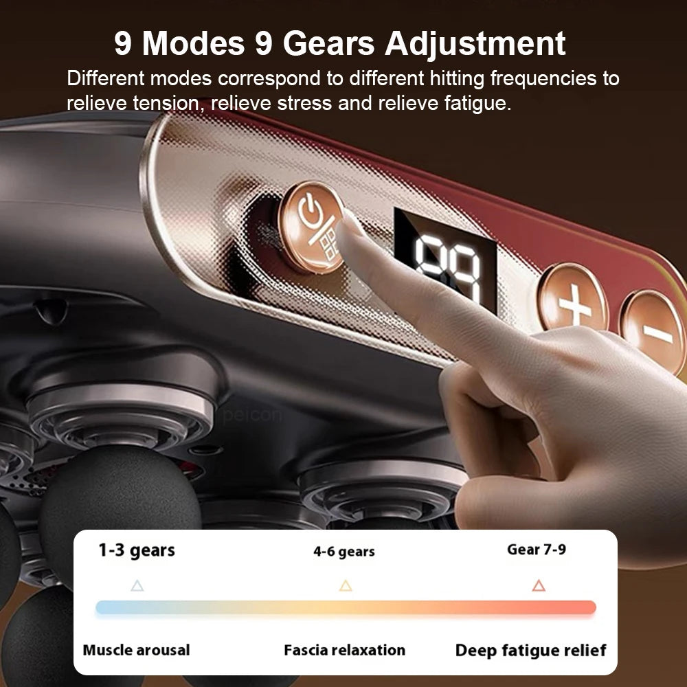 Fascia Massage Gun High Frequency Muscle Massager Gun Body Back Waist Shoulder Massage Machine 16 Heads Professional Fascia Gun Peaceful Pleasures Health and Wellness