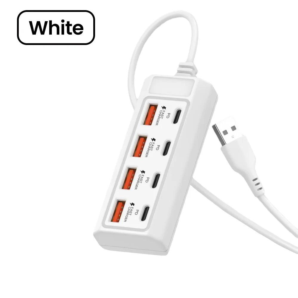 8-in-1 USB Power Outlet Adapter | 25W PD Type-C Fast Charging