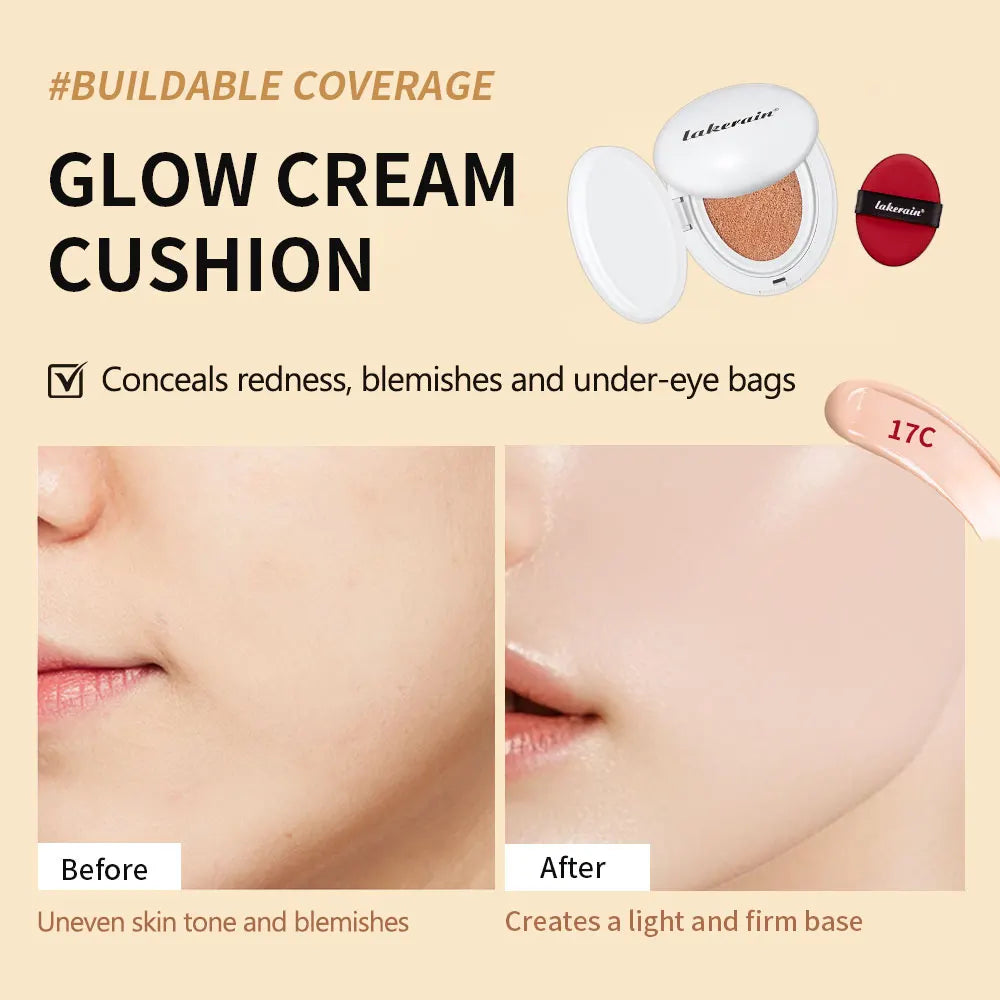 NEW Glow CC Cream Foundation Cushion Waterproof Long-lasting Brighten Foundation Cream Women Base Makeup Face Korean Cosmetics Peaceful Pleasures Health and Wellness