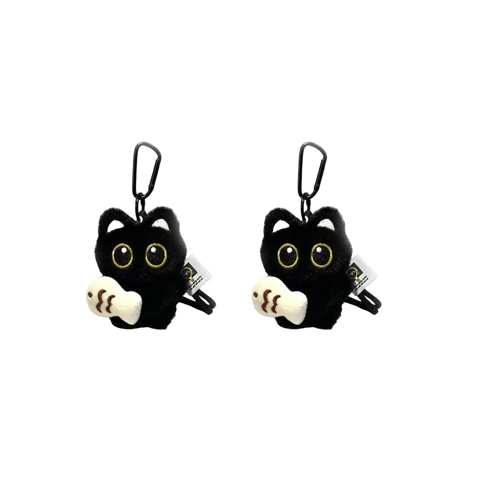 Black Cat Plush Keychain Charm | Cute Stuffed Cat Bag Pendant Plush Keychain Charm Peaceful Pleasures Health and Wellness F 2pcs