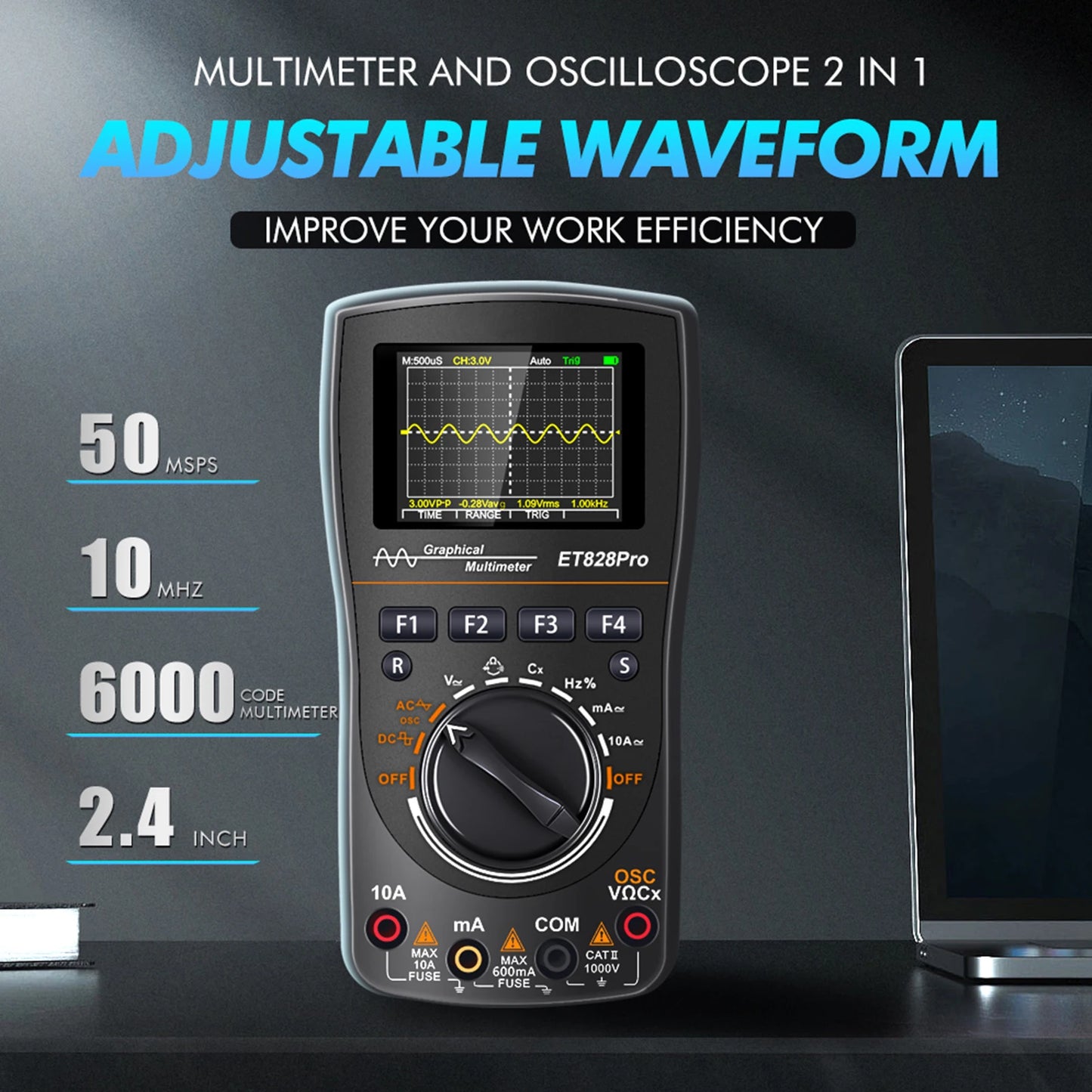 Intelligent Graphical Digital Oscilloscope 2 in1with 4 Inches Screen