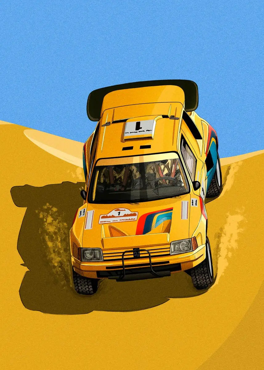Cartoon Racing Car Canvas Wall Art | Boys Motorsport Poster