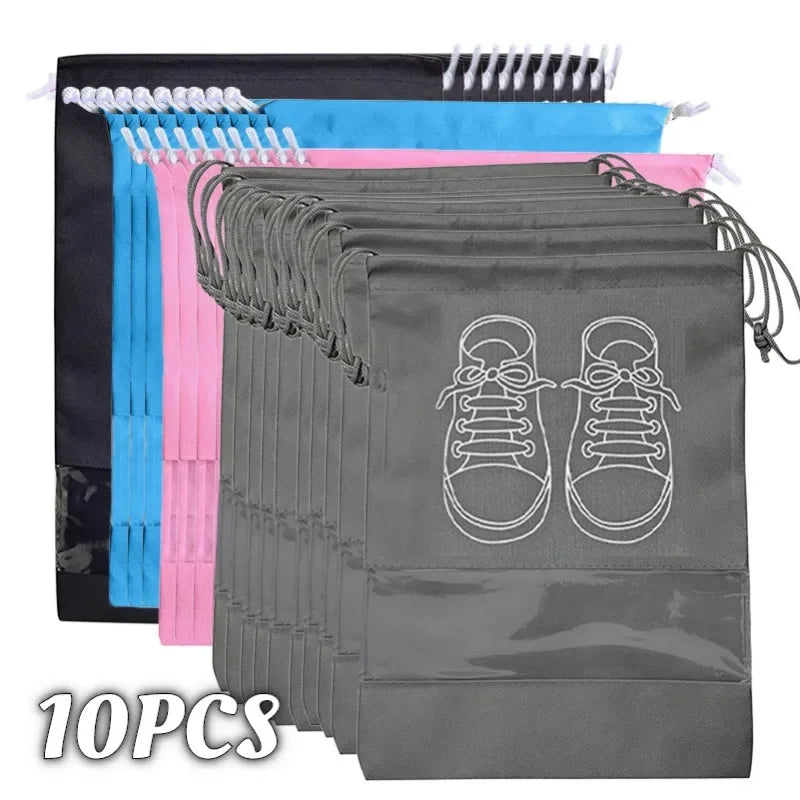 10-Pack Hanging Shoe Storage Bags | Non-Woven Closet Organizer