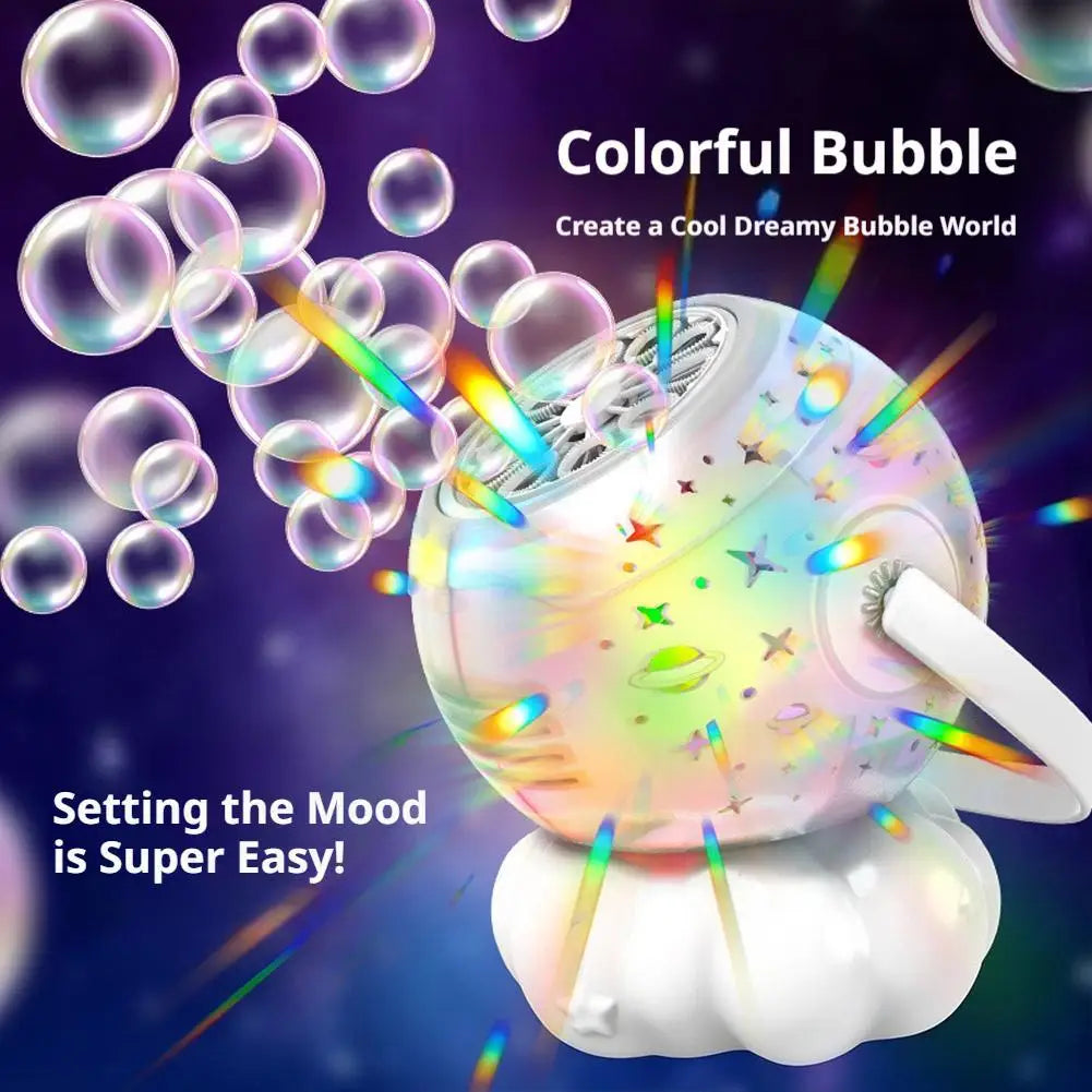 Rechargeable Automatic Bubble Machine LED Light Leak-proof 360 Maker
