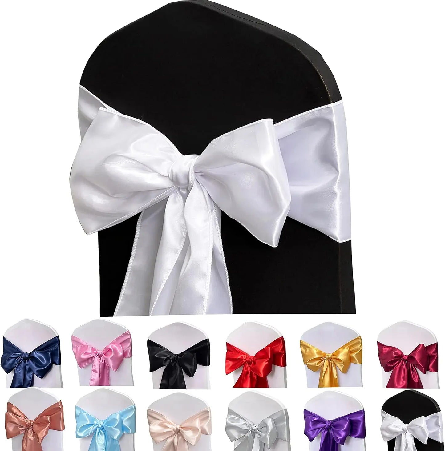 Satin Chair Sashes Bows 5PCS | Wedding & Party Decoration
