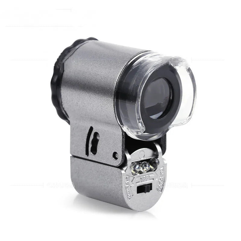 50X Handheld Magnifying Glass Mini Pocket Microscope Loupe Currency Detector Jeweler Magnifier with Led Uv Light Peaceful Pleasures Health and Wellness 9882A