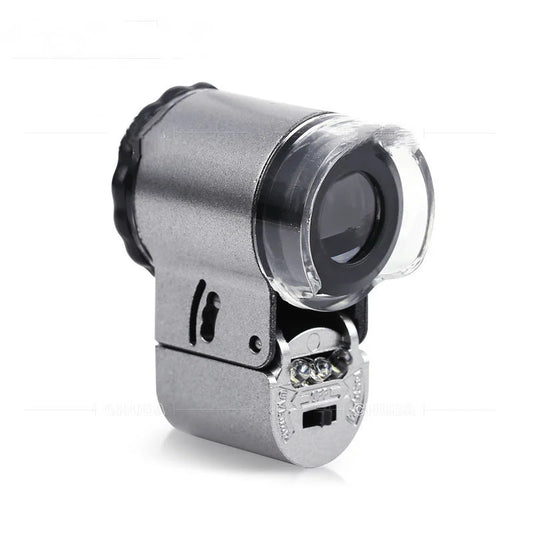 50X Handheld Magnifying Glass Mini Pocket Microscope Loupe Currency Detector Jeweler Magnifier with Led Uv Light Peaceful Pleasures Health and Wellness 9882A