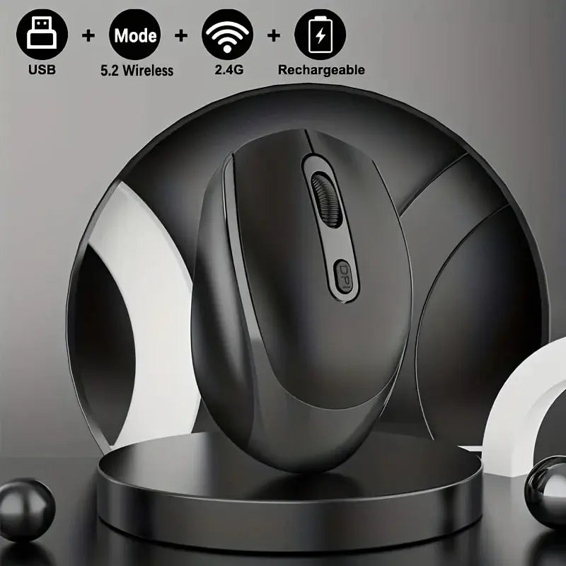 2.4G Rechargeable Dual Mode Wireless BT Mouse(Bluetooth 5.2+USB Receiver) Portable Silent Gaming Mouse,for Laptop/Desktop/Tablet Peaceful Pleasures Health and Wellness