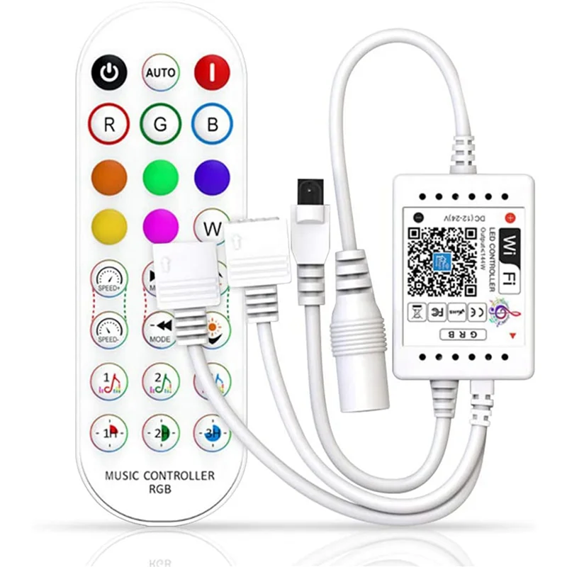 A36T-2X Wifi Smart RGB Music Controller For LED Strip Light + Infrared Remote Control 24 Keys Wireless For Color Strip Lights Peaceful Pleasures Health and Wellness