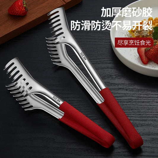 Multi Purpose Food Clips Stainless Steel Cooking Food Serving Tongs Noodle Beef steak Tong Extended Anti scald Cooking Utensils Peaceful Pleasures Health and Wellness