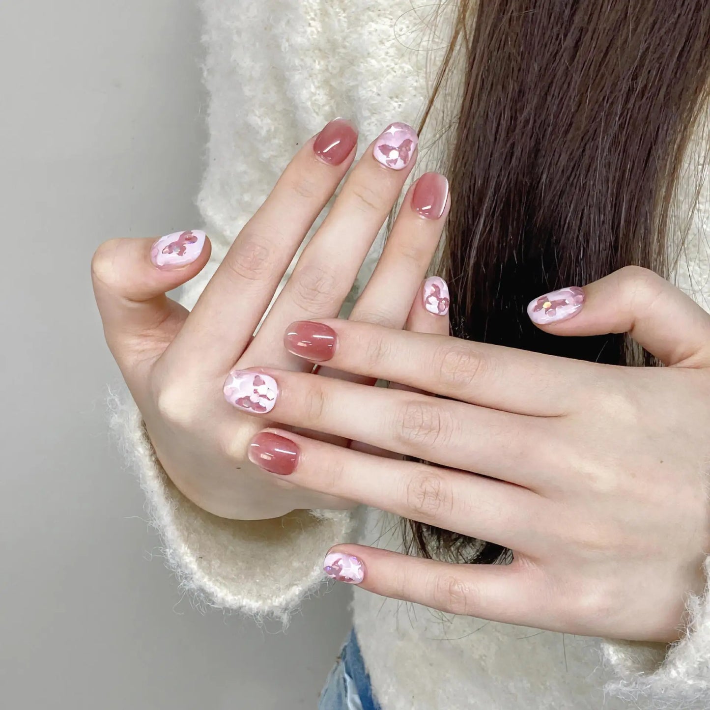 Korean Short Press On Nails – Pink Bow Diamond False Nails Press On Nails Peaceful Pleasures Health and Wellness