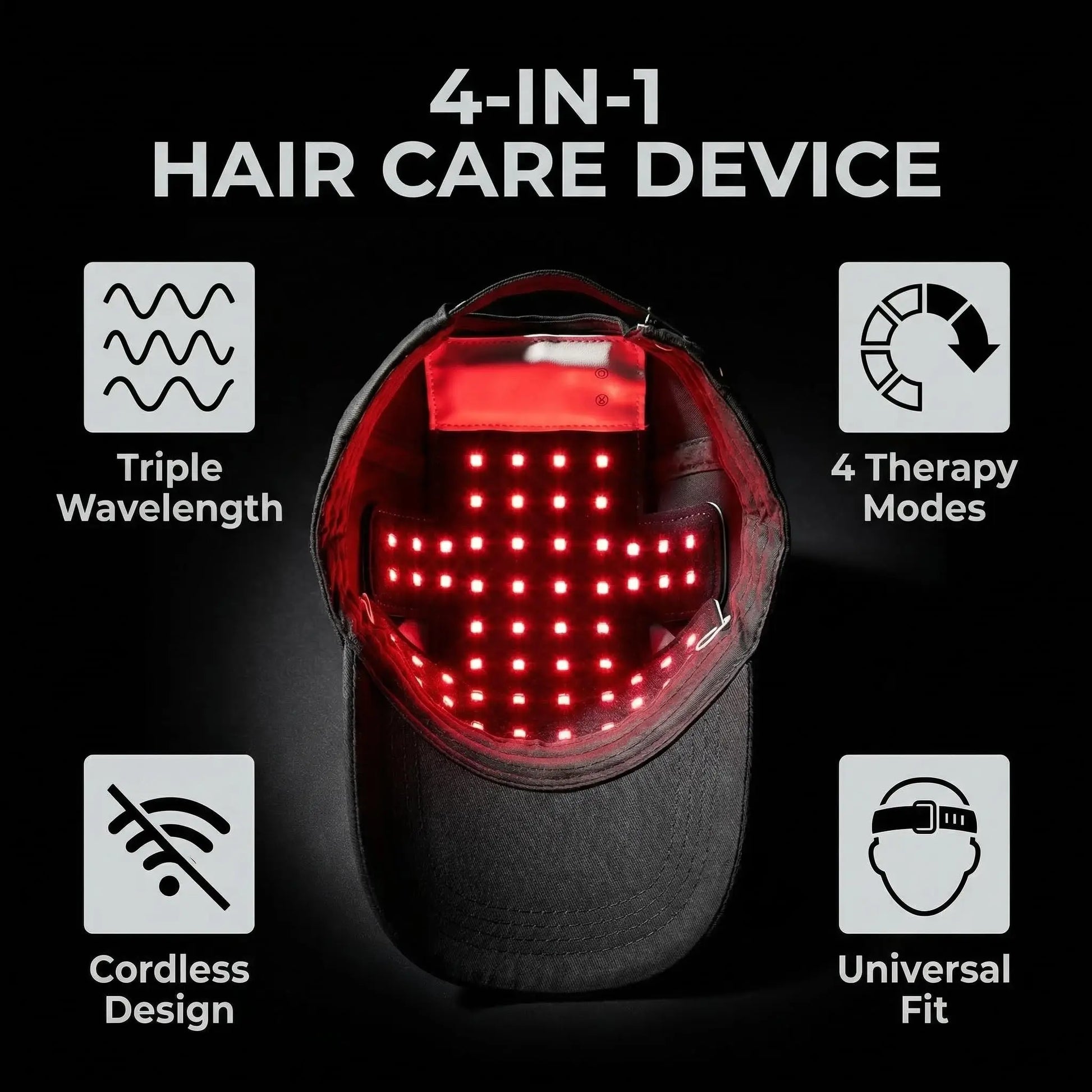 Red Light Therapy For Hair Fast Growth Cap Red&Infrared Light Therapy Device For Hair Loss Treatment With USB Charging Anti-hair Peaceful Pleasures Health and Wellness
