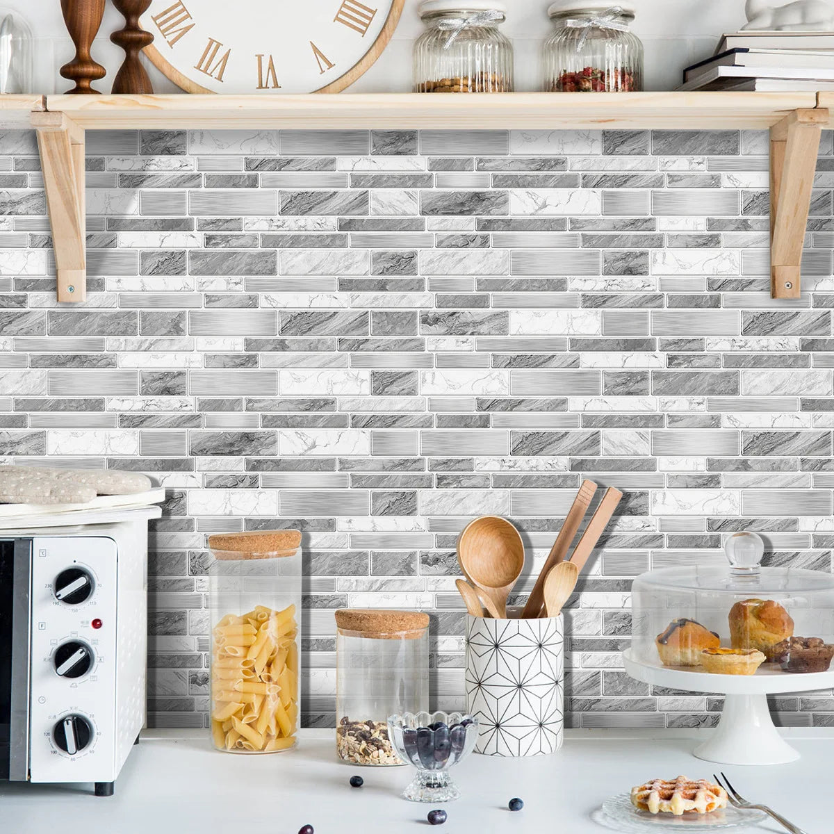 PVC crystal film marble tile wall sticker waterproof and oilproof kitchen bathroom wall sticker self-adhesive home decoration Peaceful Pleasures Health and Wellness