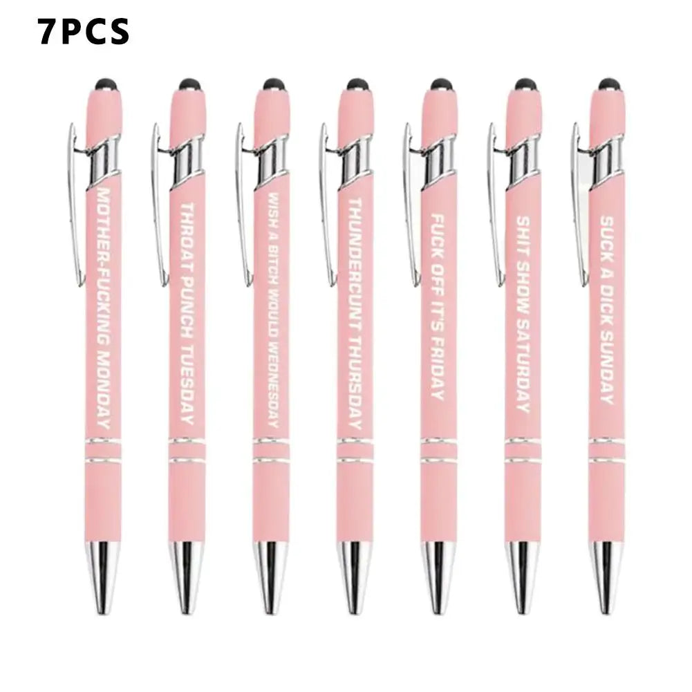 Fun Stress-Relieving Daily Quotes Metal Plastic Ballpoint Pen Set Smooth Writing Office School Supplies Creative Stationery Kit Peaceful Pleasures Health and Wellness F