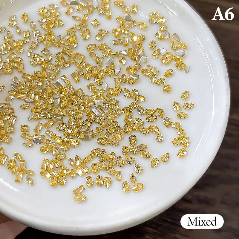 50pcs Golden Yellow Shiny Zircon Rhinestones Nail Charms Mini Rhombic Nails Gemstones Flatback Nail Art Craft Diamonds Decor Peaceful Pleasures Health and Wellness A6
