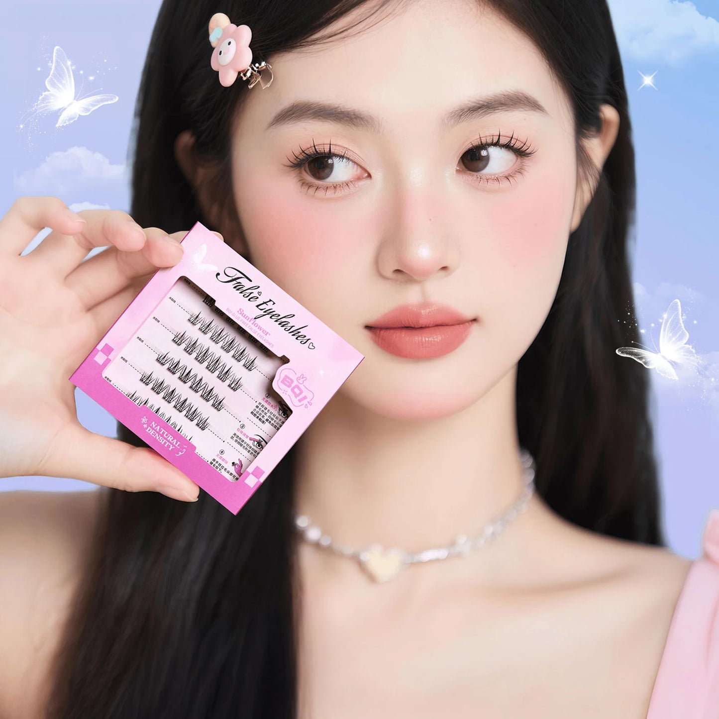 Glue-Free Wispy Cluster Lashes | Cat Eye Extensions 6 Rows