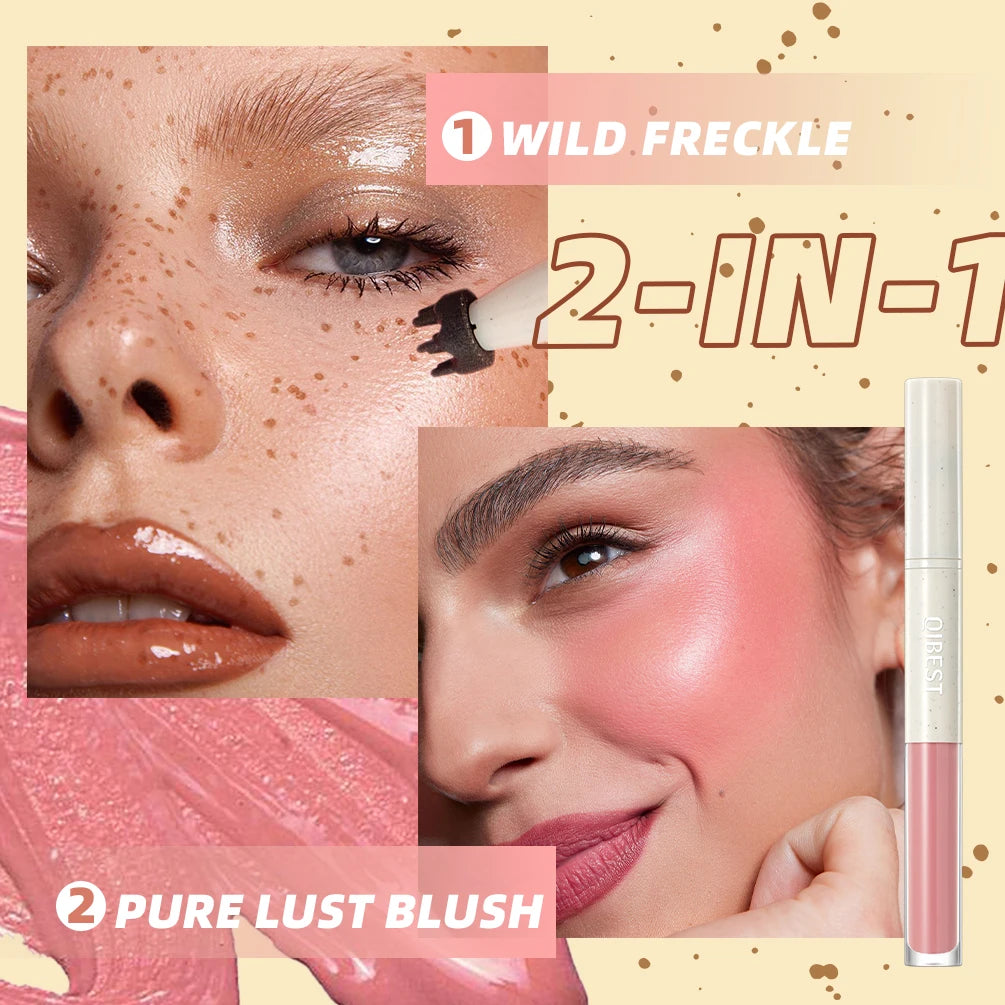 QIBEST Double Headed Natural Simulation Freckles Stamp Pen Liquid Blush Waterproof Lifelike Fake Freckles Pen Dot Spot Cosmetics Peaceful Pleasures Health and Wellness